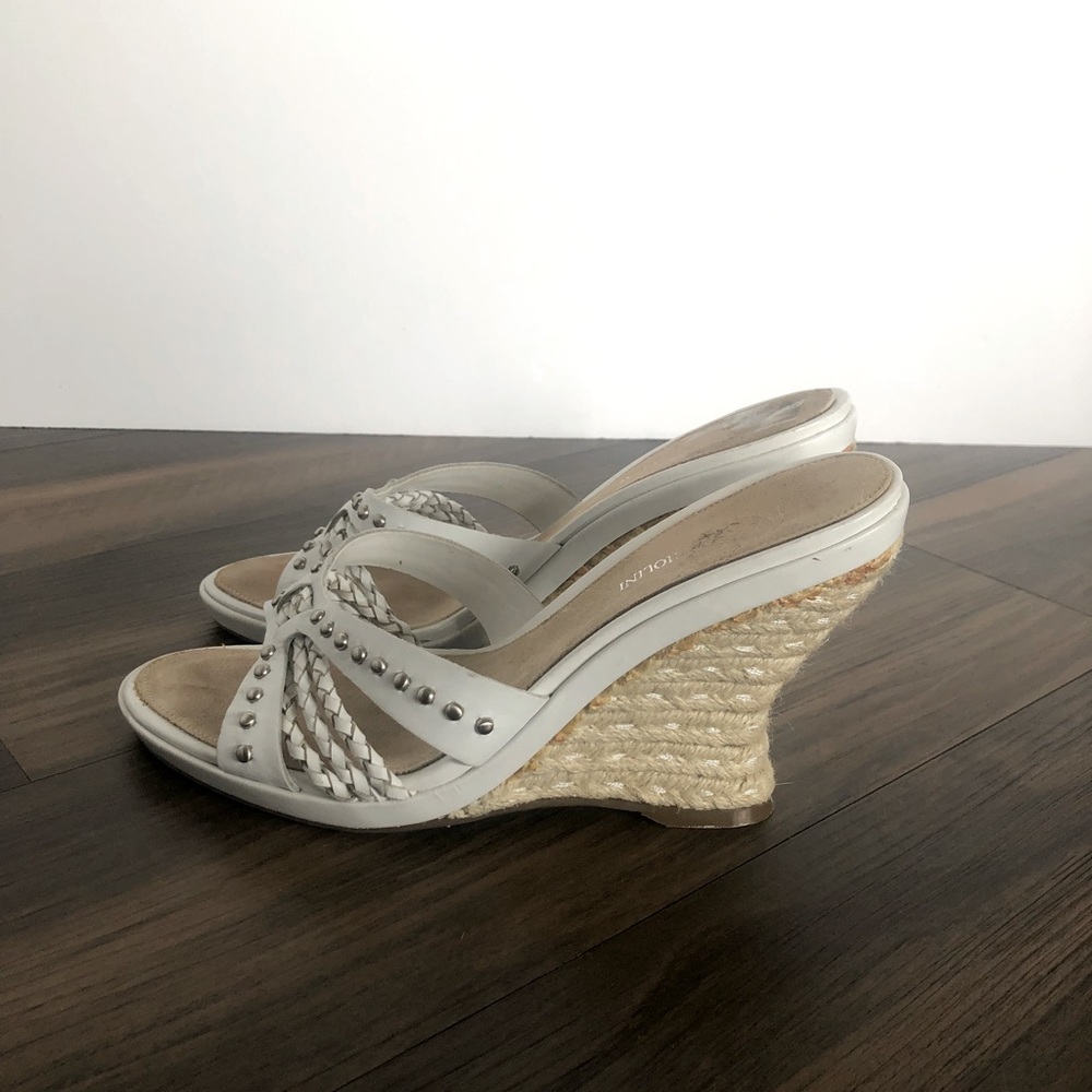 ENZO ANGIOLINI White Braided Leather Wedge, Sz 8